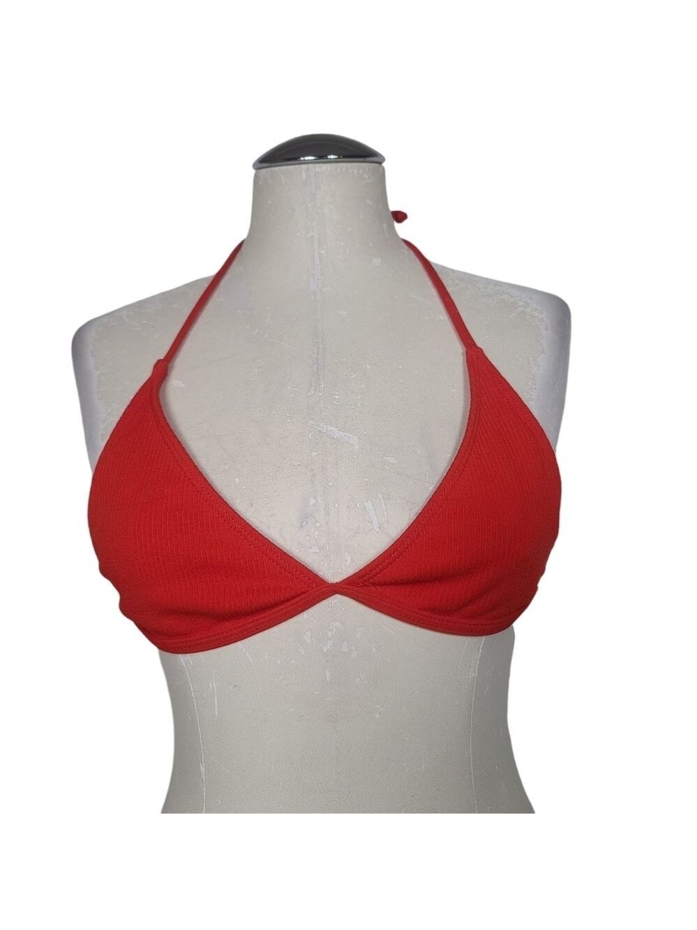 Zaful Swim Red Ribbed Bikini Top 4